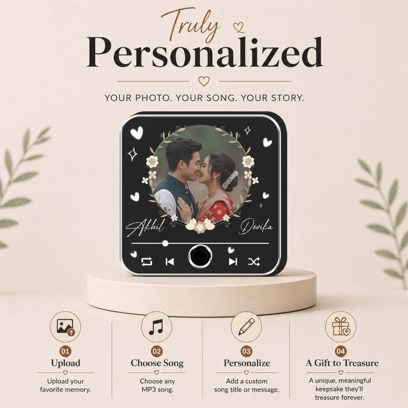 for Wife Husband Personalized Musical Fridge Magnet Custom with Photo & Song Audio Message Gift Rechargeable Sound Magnet